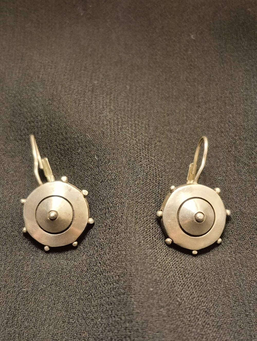 Vintage Sterling Silver Lisa Jenks Circular Drop Earrings